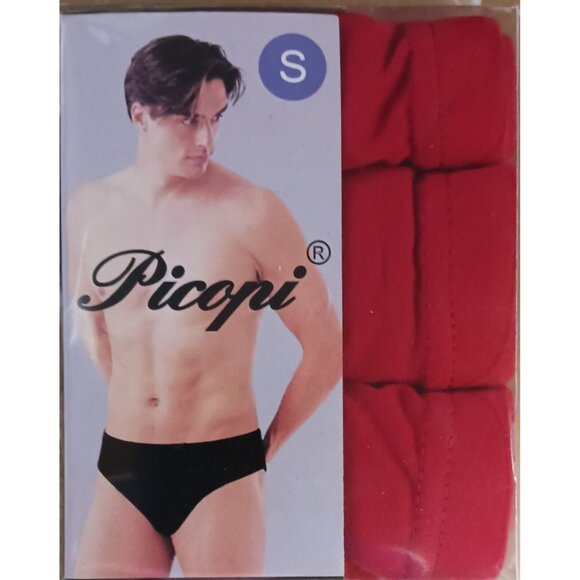 Picopi Men's Low-Rise Briefs 3 Pack Red 100% Cotton Small New - Picture 1 of 6